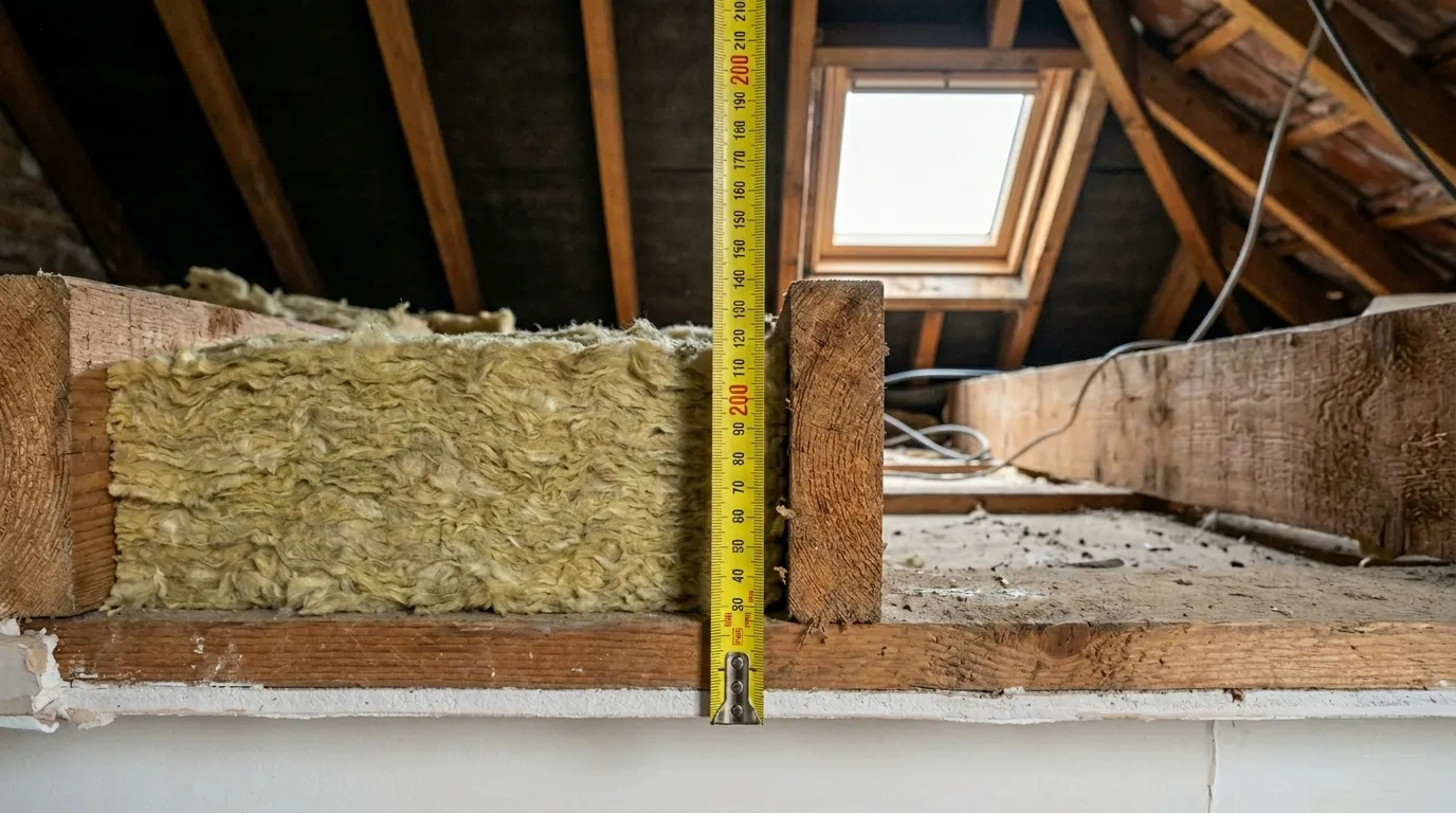 Loft insulation between wooden joists in a UK property