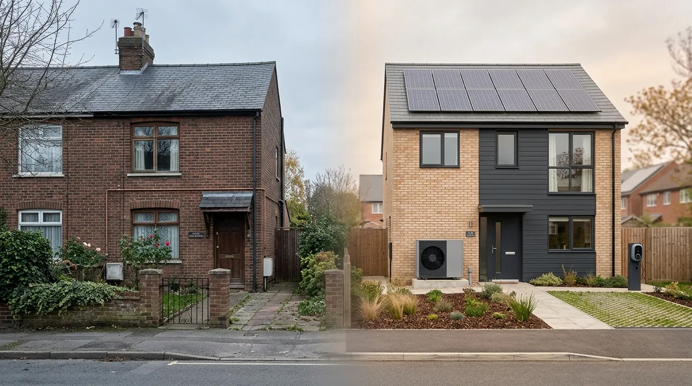 Two British houses showing different energy performance