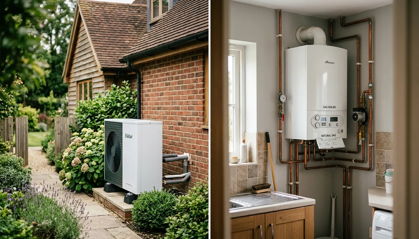Heat pump unit and gas boiler comparison for UK homes